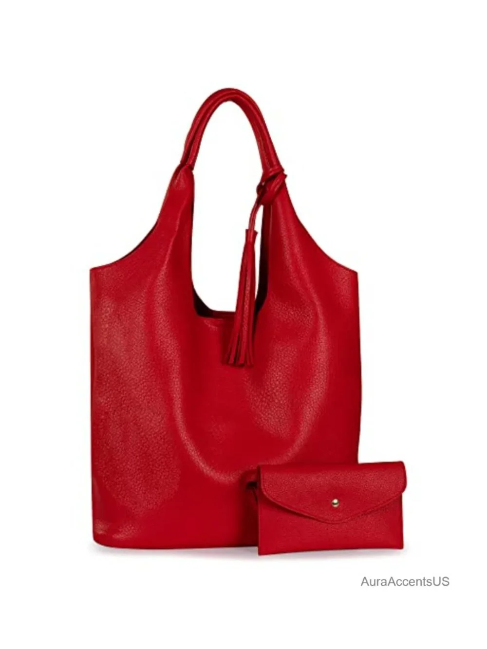 Slouchy Hobo Bag for Women Soft Vegan Leather Shoulder Purse with Tassel